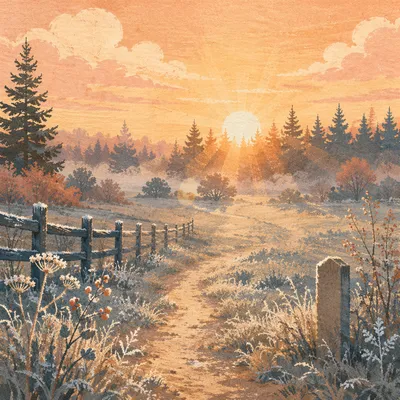 New Year Sunrise Over Frosty Meadow