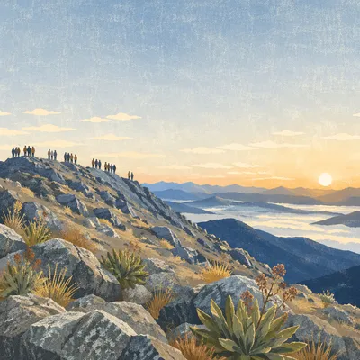 New Year Sunrise Over Mountain Ridge