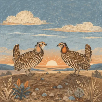 New Year Sunrise Prairie Grouse