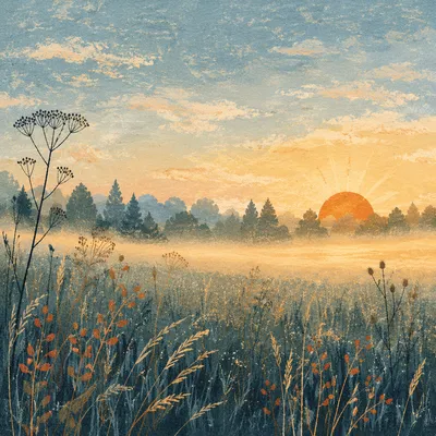 New Year Sunrise Over Peaceful Meadow