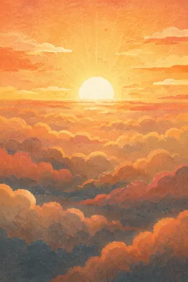 New Year Sunrise Above Golden Clouds