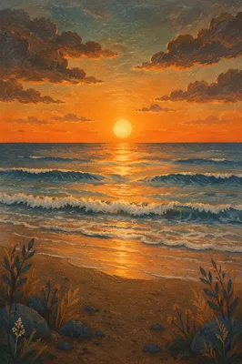 New Year Sunrise Over Peaceful Ocean