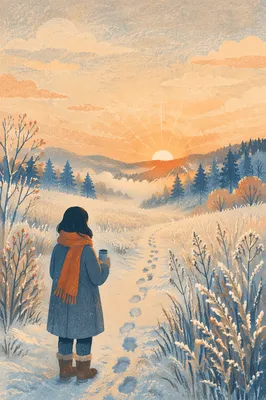 New Year Sunrise Over Snowy Meadow