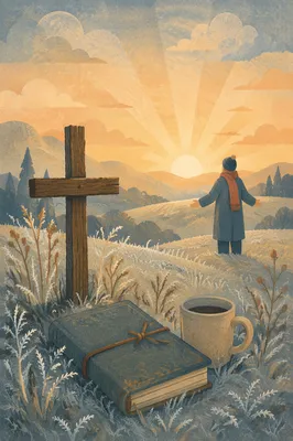 New Year Sunrise Prayer on Frosty Hill