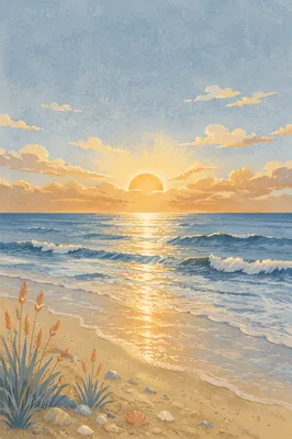 New Year Sunrise Over Peaceful Beach