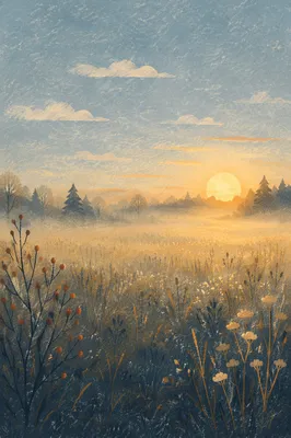 New Year Sunrise Over Peaceful Meadow