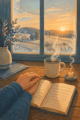 New Year Sunrise Journal by Frosted Window
