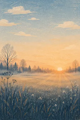 New Year Sunrise Over Misty Meadow