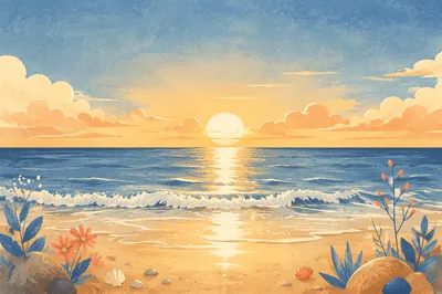 New Year Sunrise Over Peaceful Beach