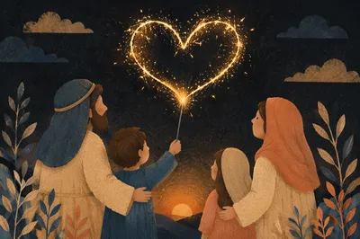 New Year Sparkler Heart at Sunrise