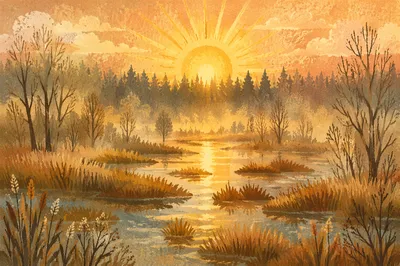 Golden New Year Sunrise Over Marshland