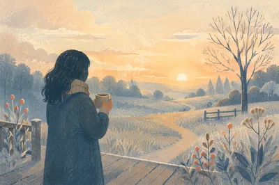 New Year Sunrise Over Winter Countryside