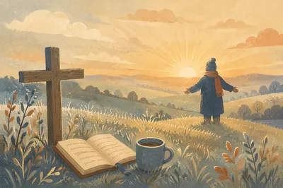 New Year Sunrise Prayer on Frosty Hill