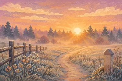 New Year Sunrise Over Frosty Meadow
