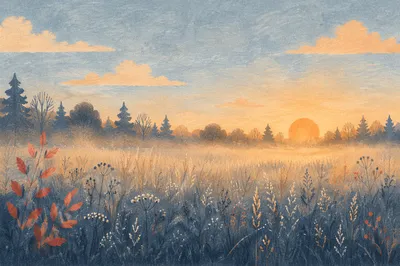 New Year Sunrise Over Peaceful Winter Meadow