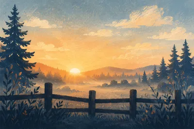 New Year Sunrise Over Peaceful Meadow