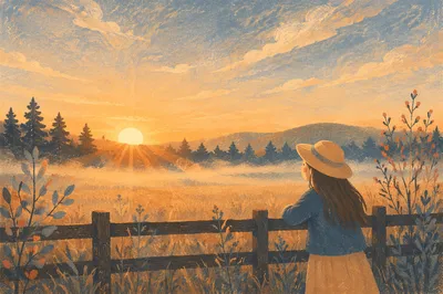 New Year Sunrise Over Peaceful Meadow