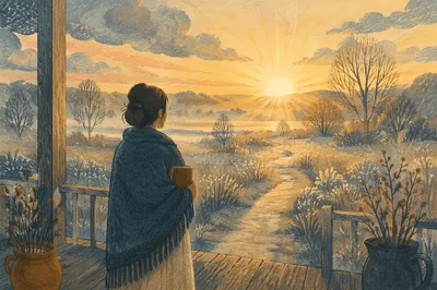 New Year Sunrise Over Frosty Meadow
