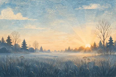 New Year Sunrise Over Misty Meadow