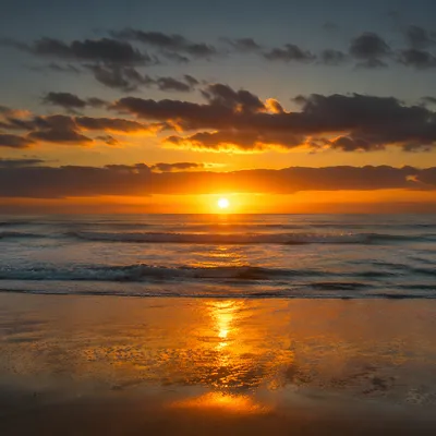 New Year Sunrise Over Calm Ocean