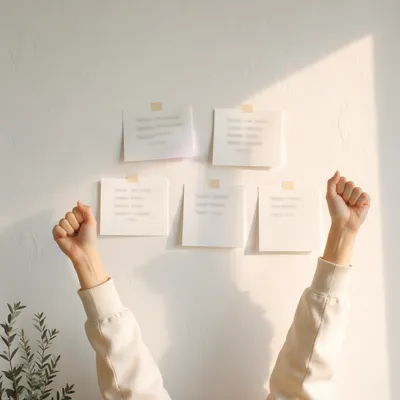 New Year Sunrise Notes on White Wall