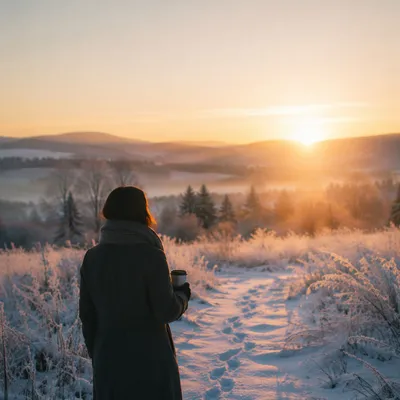 New Year Sunrise Over Snowy Meadow