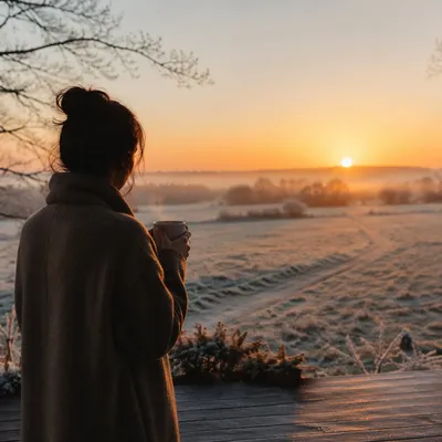 New Year Sunrise Over Frosty Countryside