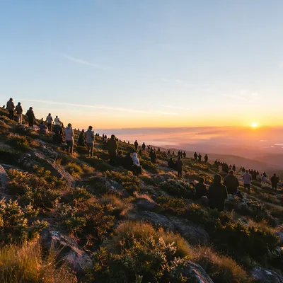 New Year Sunrise Gathering on Hillside