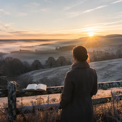 New Year Sunrise Over Frosty Countryside