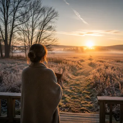 New Year Sunrise Over Frosted Meadow