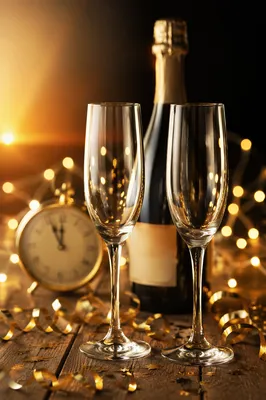 New Year Sunrise Celebration with Champagne Glasses