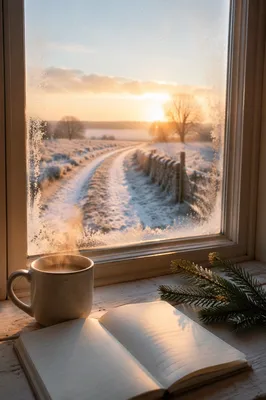 New Year Sunrise Through Cozy Window