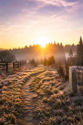New Year Sunrise Over Frosty Meadow