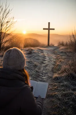 New Year Sunrise Prayer at Wooden Cross