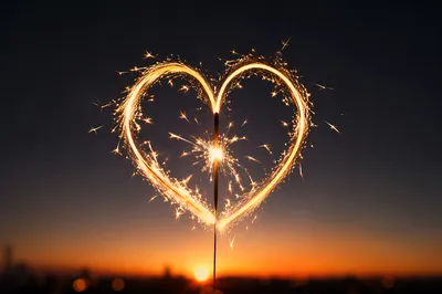 New Year Sparkler Heart at Sunrise
