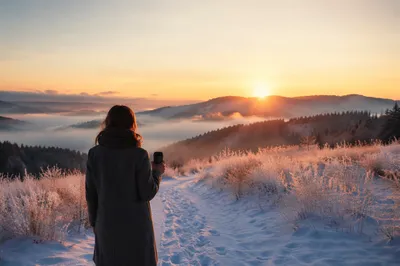 New Year Sunrise Over Snowy Meadow