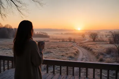 New Year Sunrise Over Frosty Countryside