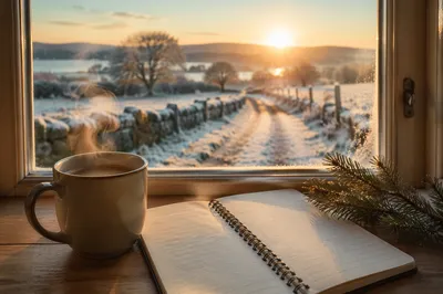 New Year Sunrise Through Cozy Window