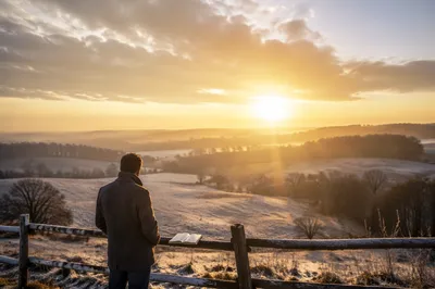 New Year Sunrise Over Frosted Countryside