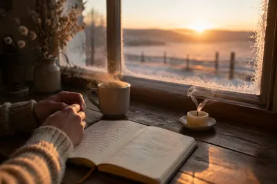 New Year Sunrise Journal by Frosted Window