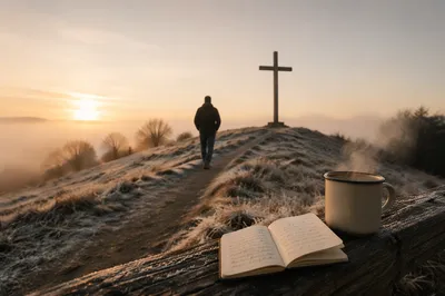 New Year Sunrise Walk Toward the Cross