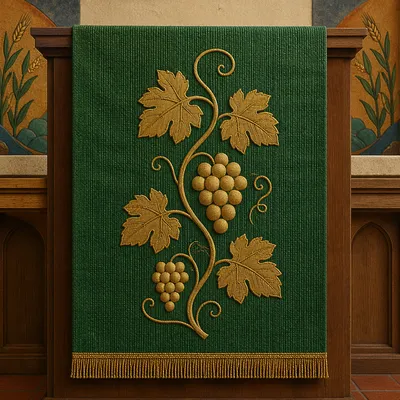 Green Ordinary Time Church Parament Close-Up