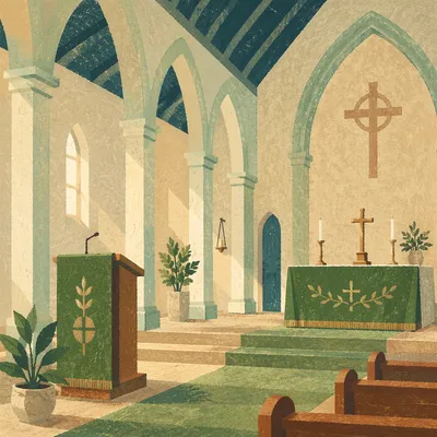 Ordinary Time Green Church Sanctuary Interior