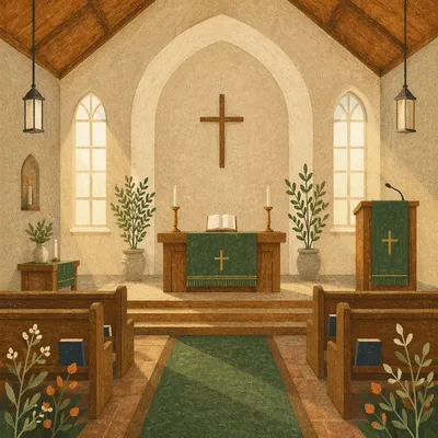 Ordinary Time Green Church Sanctuary Altar