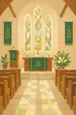 Ordinary Time Green Sanctuary with Altar Paraments