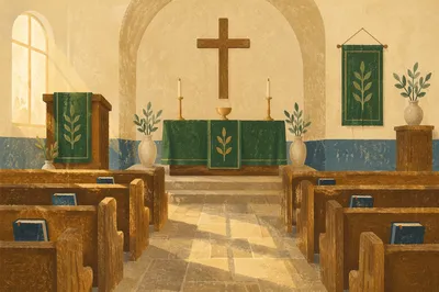 Ordinary Time Sanctuary with Green Paraments