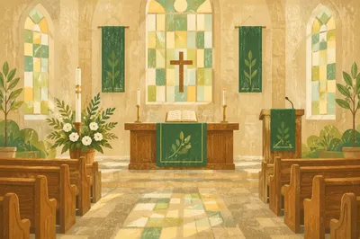 Ordinary Time Green Sanctuary with Altar Paraments