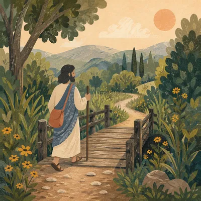 Palm Branches on Summer Stone Path