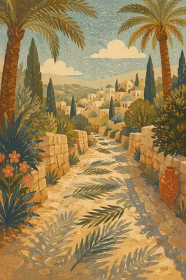 Palm Sunday Path Through Mediterranean Garden