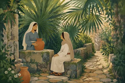 Palm Canopy Over Ancient Stone Path